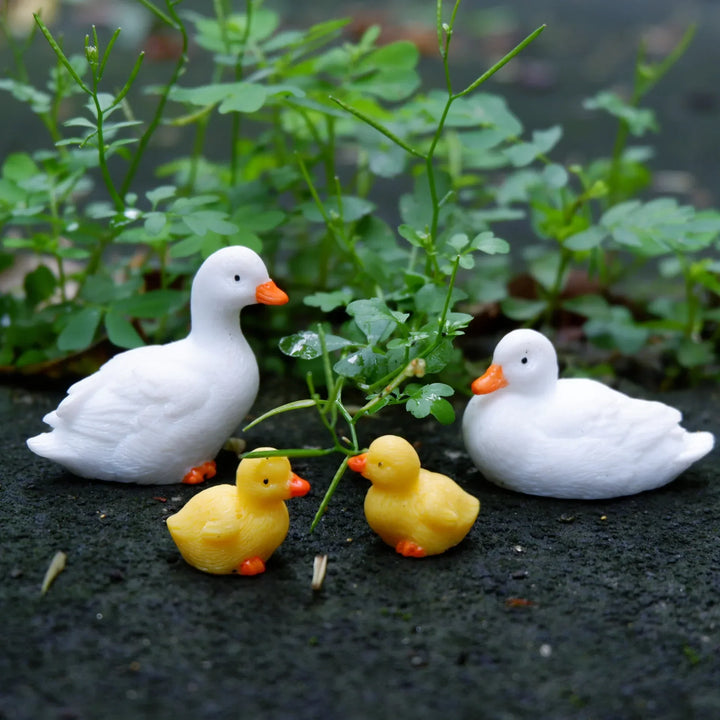 Duck Resin Ornaments Four Piece Garden Figurines Spring Garden Decor Micro Landscape Water Feature Durable Resin Decor