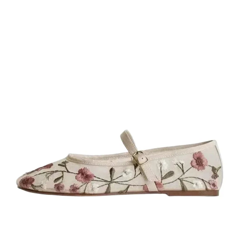 Breathable Womens Ballet Flats - Mary Jane, Mesh, Summer