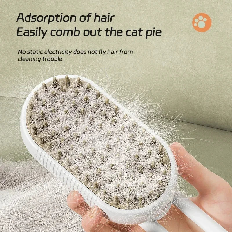 3 In1 Dog Cat Steamy Brush Spray Massage - Bath Brush &amp; Hair Removal Tool
