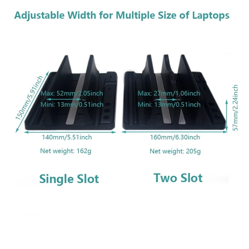 Vertical Laptop Stand with Adjustable Width - Space-Saving Computer Accessories for Office Desks