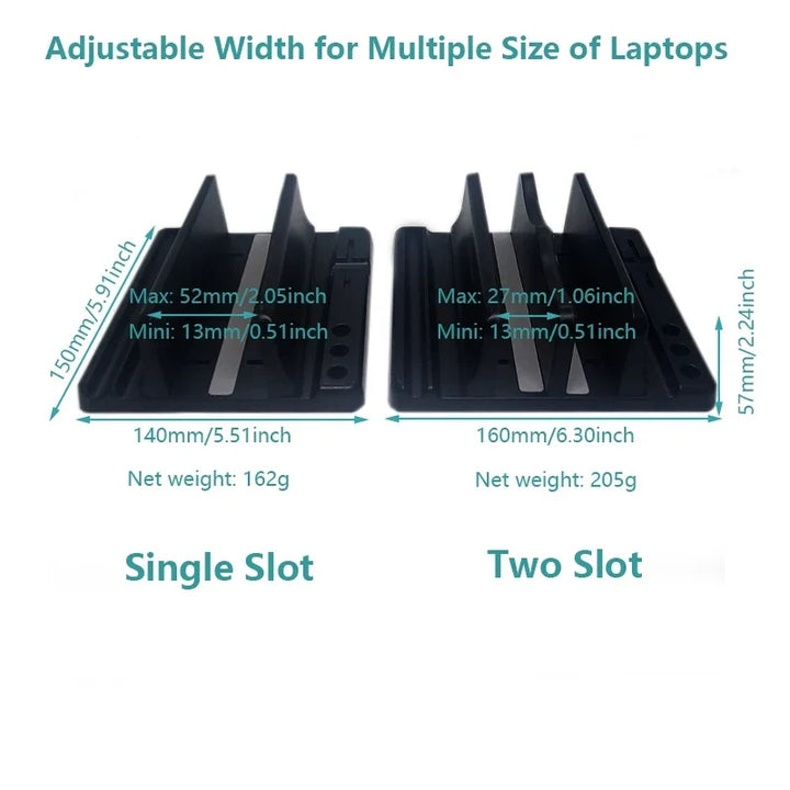 Vertical Laptop Stand with Adjustable Width - Space-Saving Computer Accessories for Office Desks