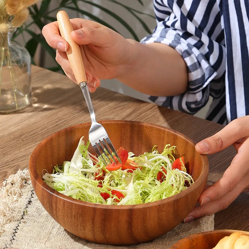 Acacia Wooden Bowl Japanese Style Salad Bowl Ramadan