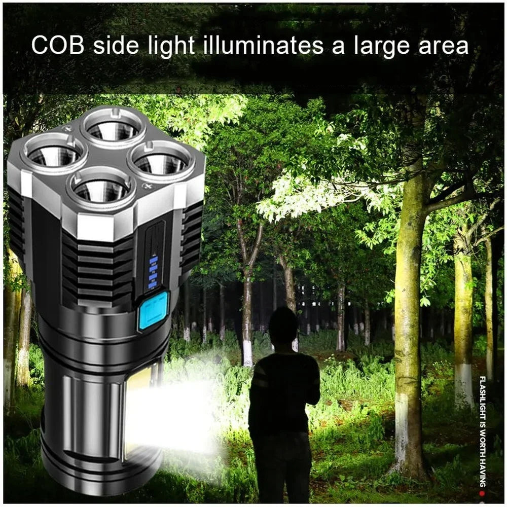 Led Mini Diving Rechargeable Torch - High Lumens Long Range Flashlight for Camping and Outdoor Use