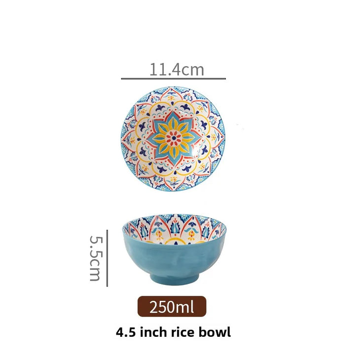 Bohemian Ceramic Rice Bowl Retro Noodle Bowl Kitchen Gift