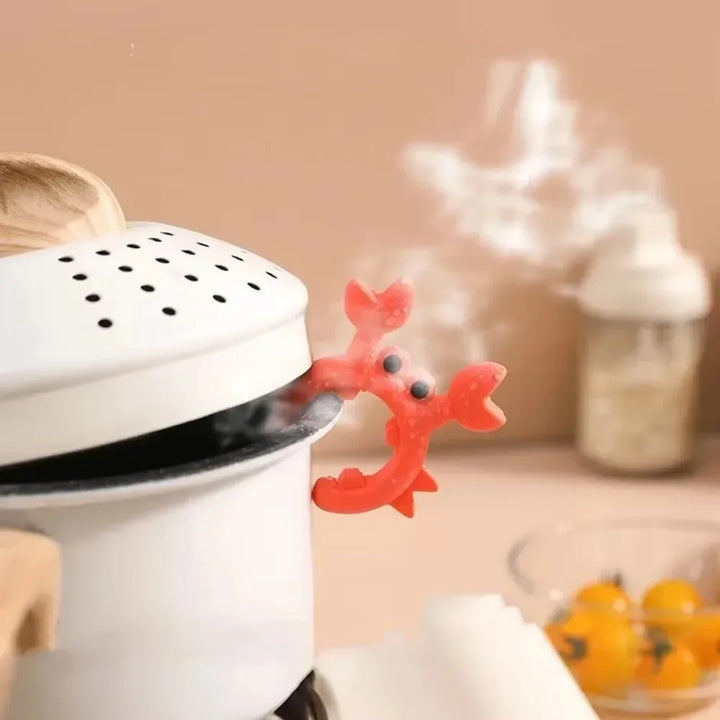 Small Crab Silicone Spatula Rack - Anti Scalding Pot Clip Kitchen Gadget