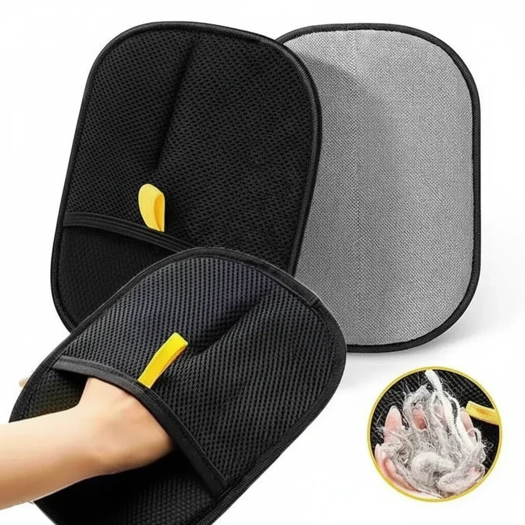 Double-Sided Pet Grooming Glove – Removes Hair from Furniture and Coat, Cats and Dogs