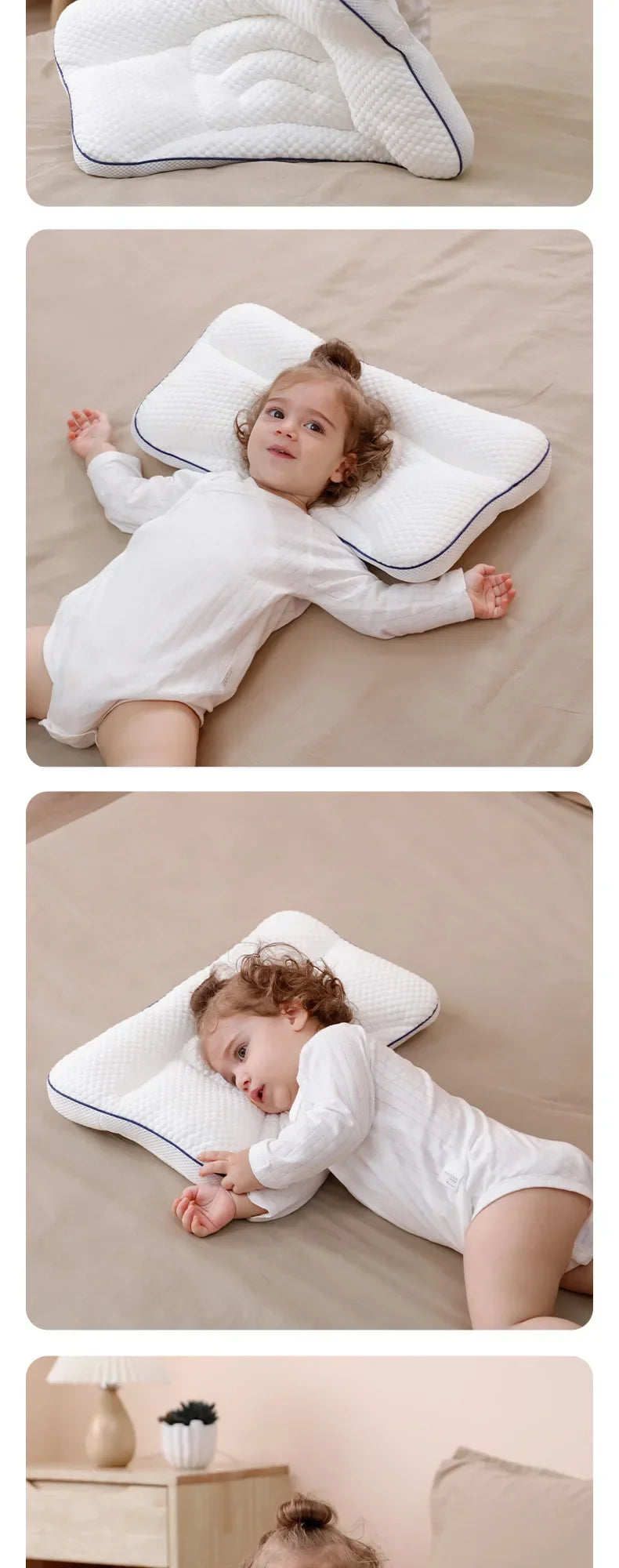 Baby Neck Support Pillow – All-Season Cotton Sleeping Pillow for Toddlers &amp; Kindergarten Kids