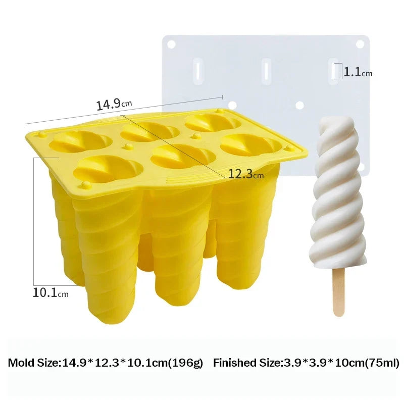 6-Hole Silicone Popsicle Molds for Homemade Ice Cream, Easy Release Ice Pop Maker with Cover and Sticks