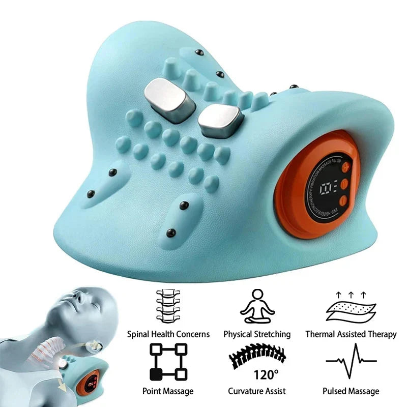 Electric Cervical Massager Neck Stretcher with Heating – Ergonomic Support Pillow