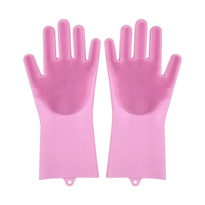 Silicone Dishwashing Gloves with Scrubber - Eco-Friendly Household Cleaning Tool