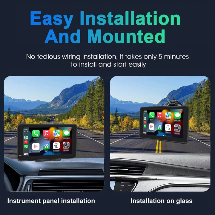 Car Stereo 7-Inch IPS Touchscreen With CarPlay Android Auto, GPS Navigation, WiFi, Rear View Camera