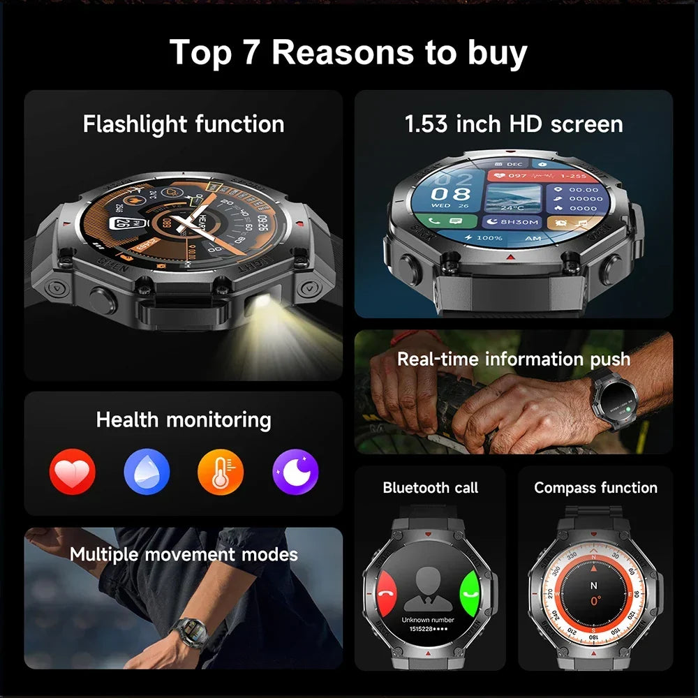 Smartwatch GPS Health Monitor - AMOLED Display, Bluetooth Calling, 3ATM Waterproof Fall 2025 Fitness Gift