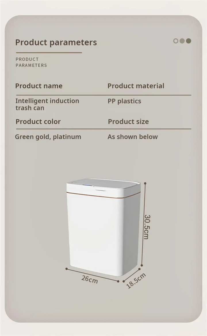 Touchless Smart Sensor Trash Can 15L Waterproof Automatic