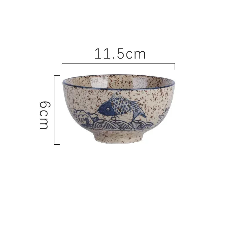 Ceramic 4.5 Inch Japanese Rice Bowl Retro Home Tableware