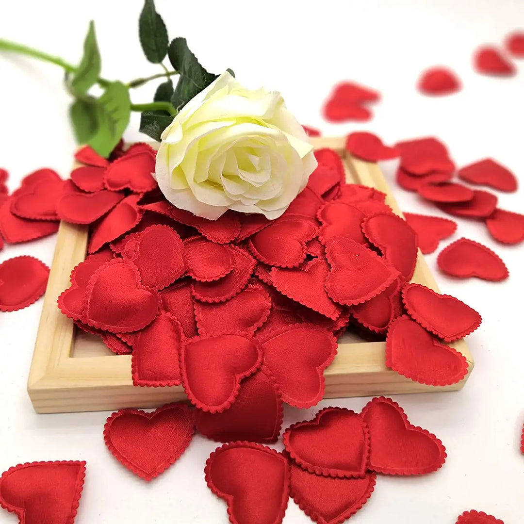 Heart Confetti Padded Fabric Hearts 200Pcs Red Valentine 2026 Table Decor For Wedding Party