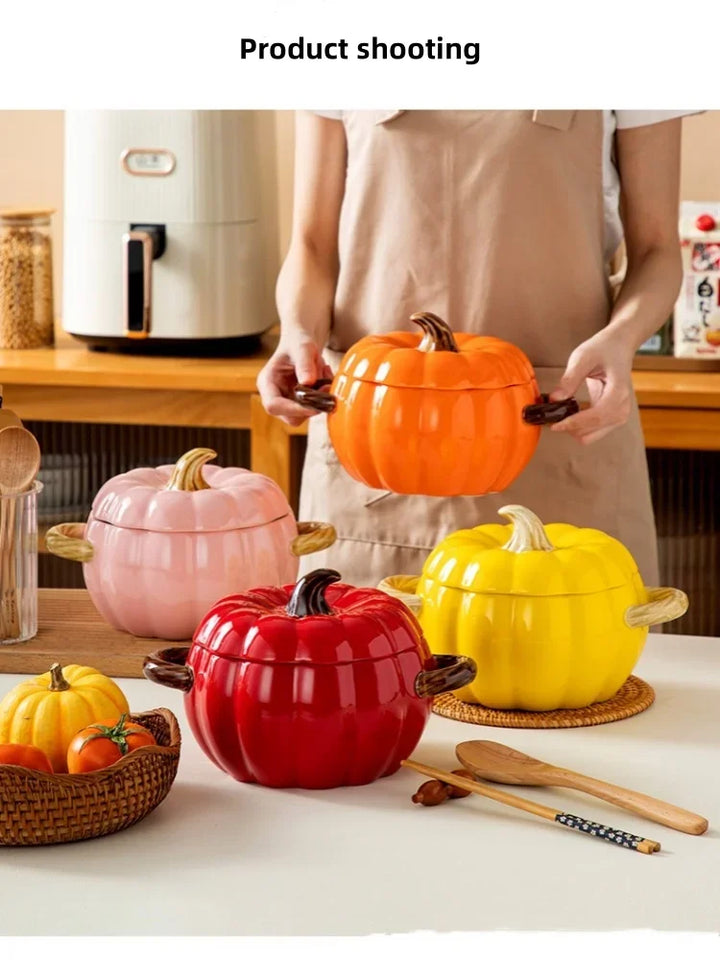 Ceramic Soup Pot Pumpkin Lid Porcelain Large Fall 2025