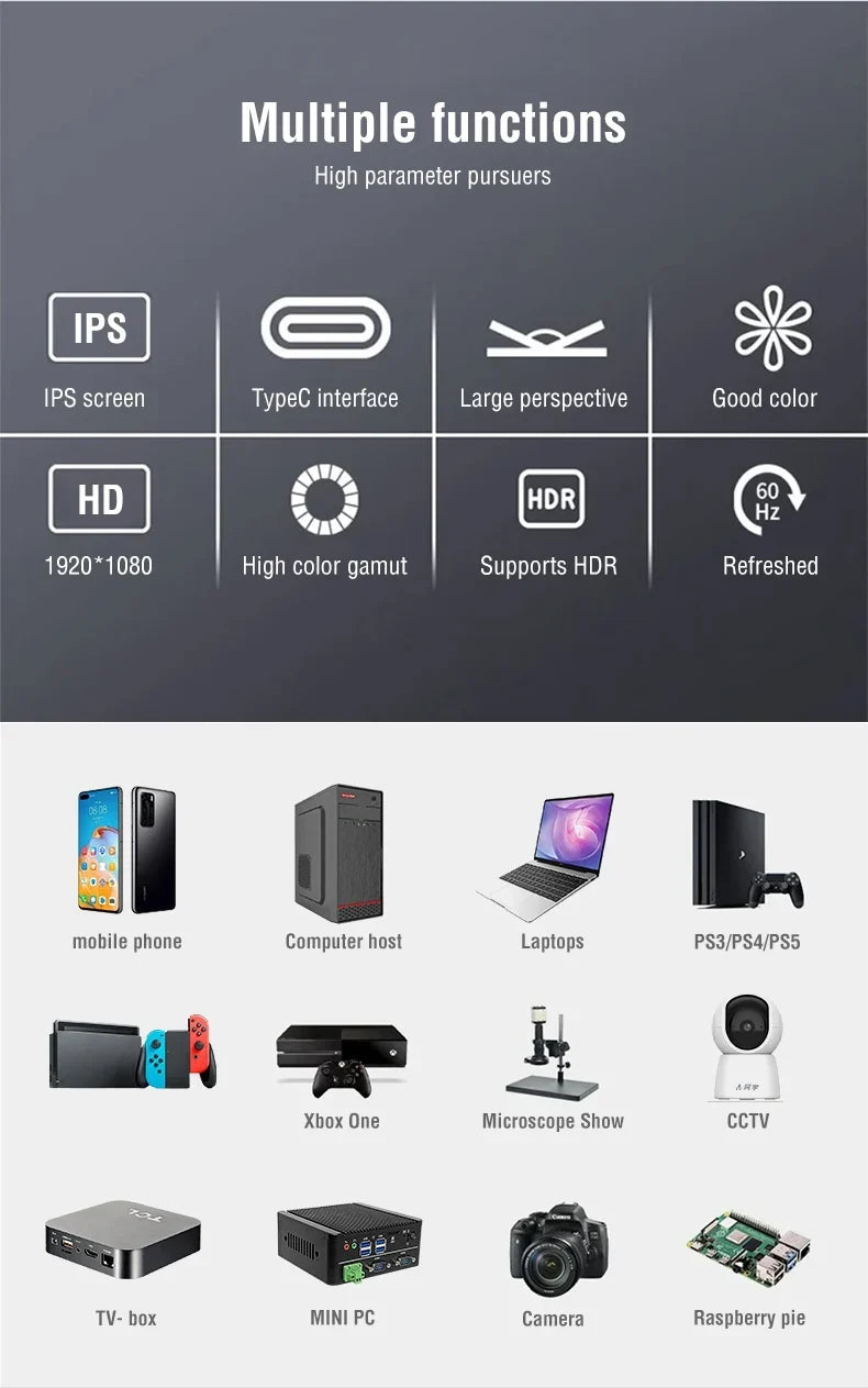 Portable 15.6 Inch Touch Monitor 1080p HDR Gaming On The Go