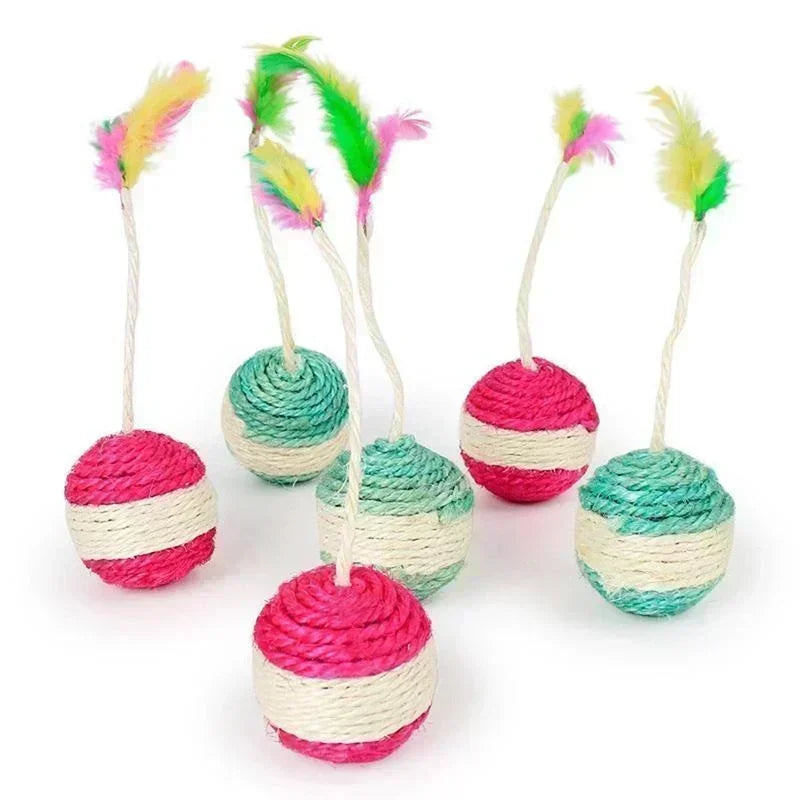 1Pc Sisal Scratching Ball Cat Toy - Interactive Training Toy for Kittens