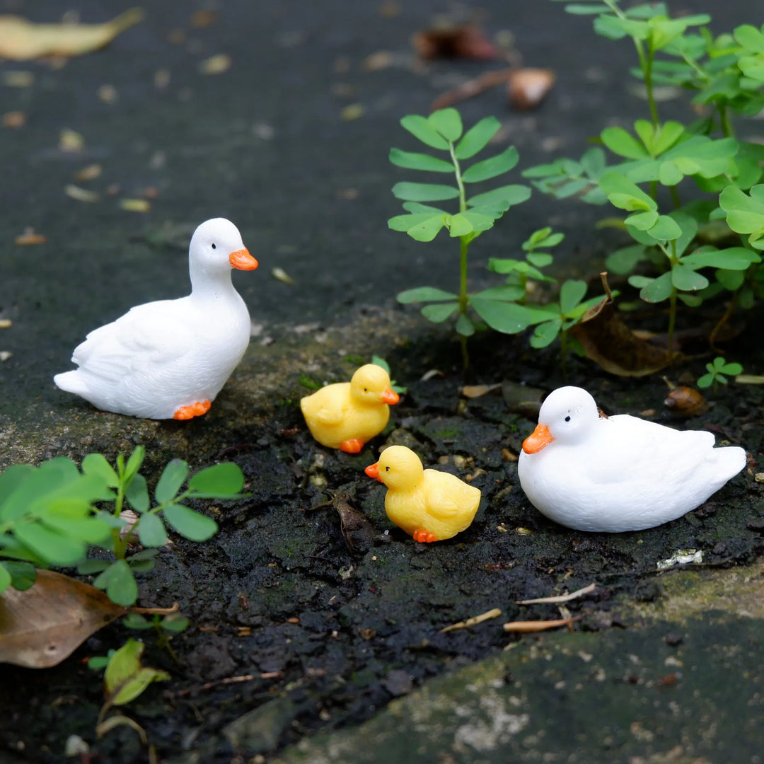 Duck Resin Ornaments Four Piece Garden Figurines Spring Garden Decor Micro Landscape Water Feature Durable Resin Decor