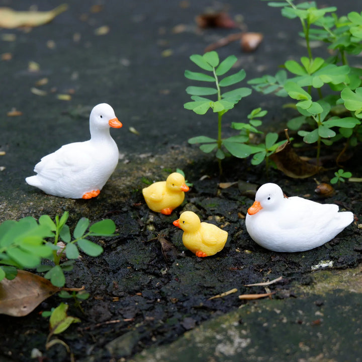 Duck Resin Ornaments Four Piece Garden Figurines Spring Garden Decor Micro Landscape Water Feature Durable Resin Decor