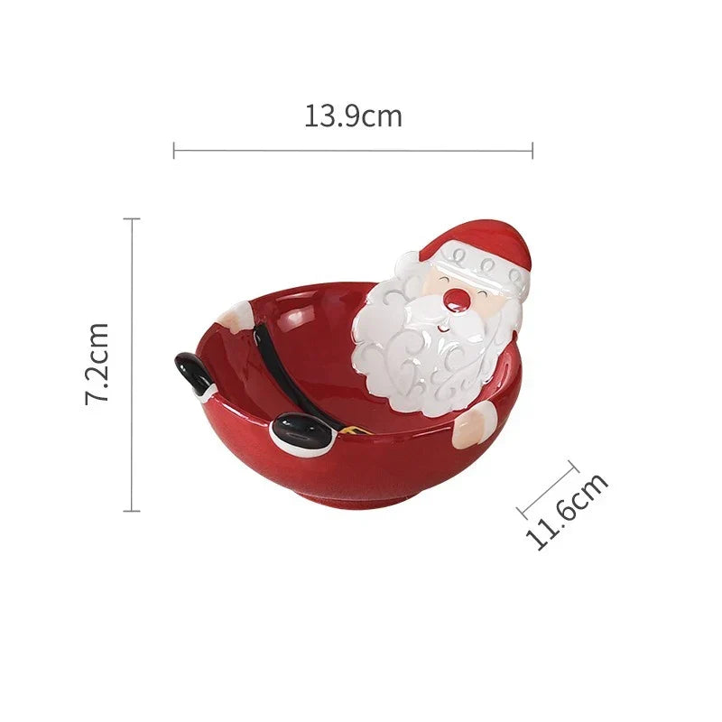 Christmas Ceramic Santa Bowl Nordic Holiday Breakfast Bowl