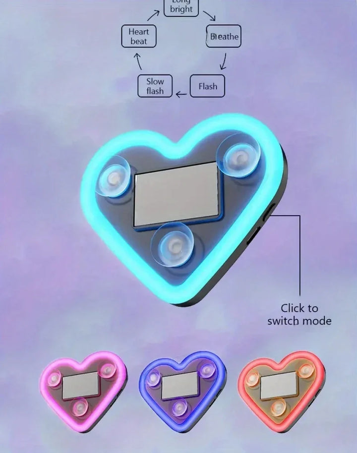 Car Window Neon Light Heart Shaped LED Interior Lamp TikTok Viral Fall 2026 Solar Powered Wiring Free