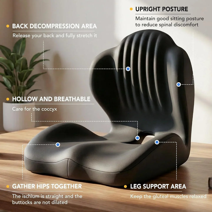 Ergonomic Memory Foam Seat Cushion with Back Support – Lumbar Relief for Office Chair Car Wheelchair 2026