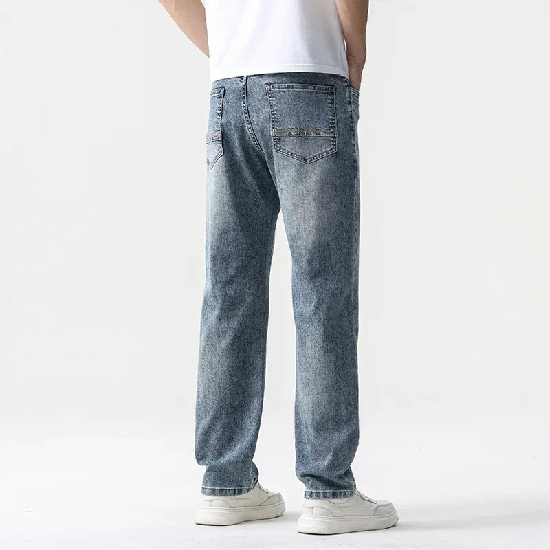 Oversized Men’s Wide Leg Jeans - Straight Lyocell, Casual