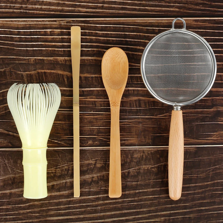 Bamboo Matcha Whisk Set With Holder Scoop Sifter Starter