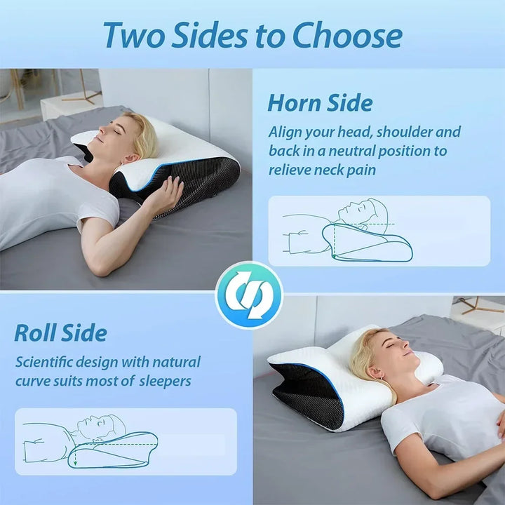 Memory Foam Cervical Neck Pillow Orthopedic Slow Rebound Support for Sleep &amp; Relaxation