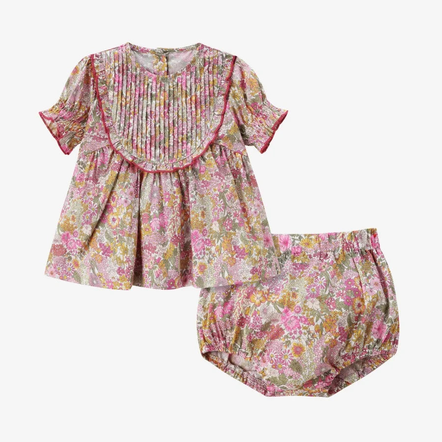 Soft Unisex Kids’ Matching Outfits – Plaid Grid, Floral, 100% Cotton, Summer Casual Wear