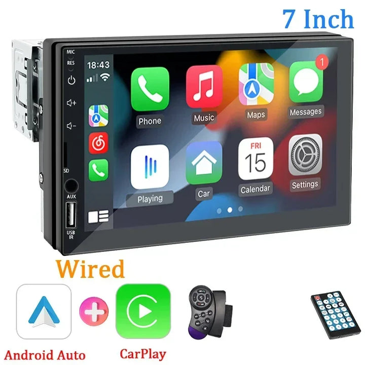 Car Stereo 7-Inch 1 Din CarPlay Android Auto MP5 Head Unit With USB Bluetooth Rear View Camera Fall 2025 Gift