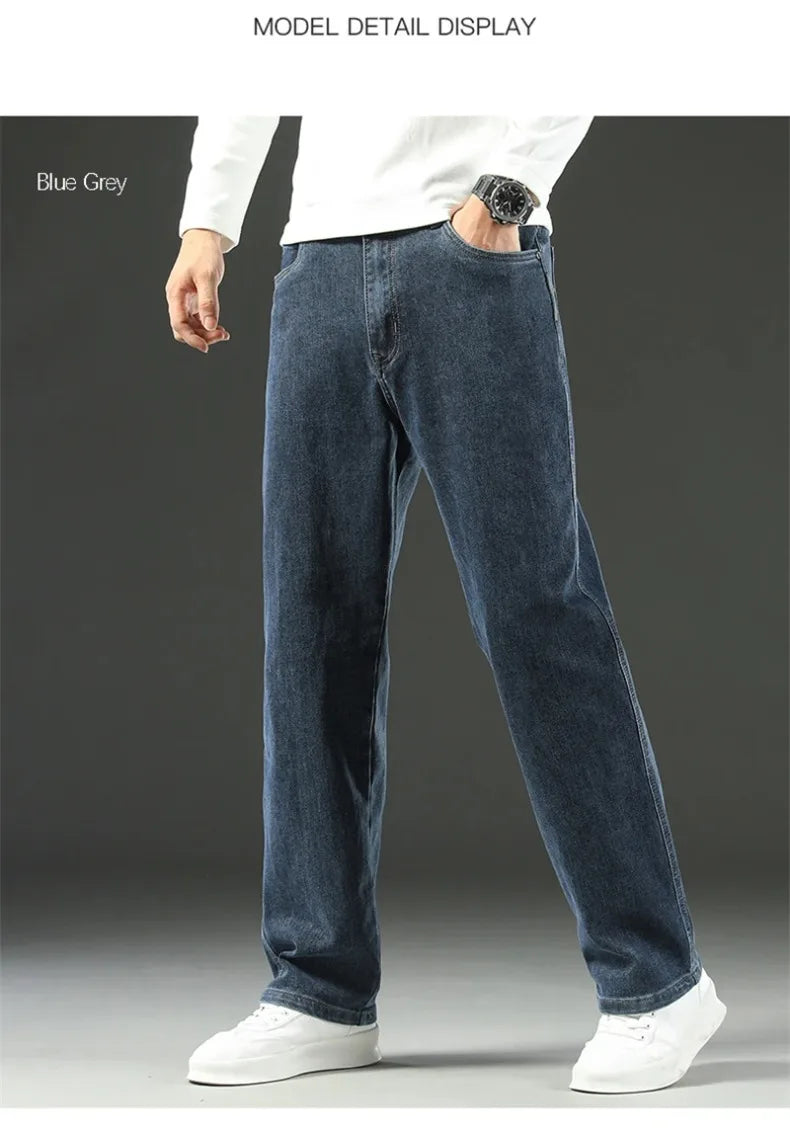Stretchy Men’s Jeans - Wide Leg, Cotton, Business Casual