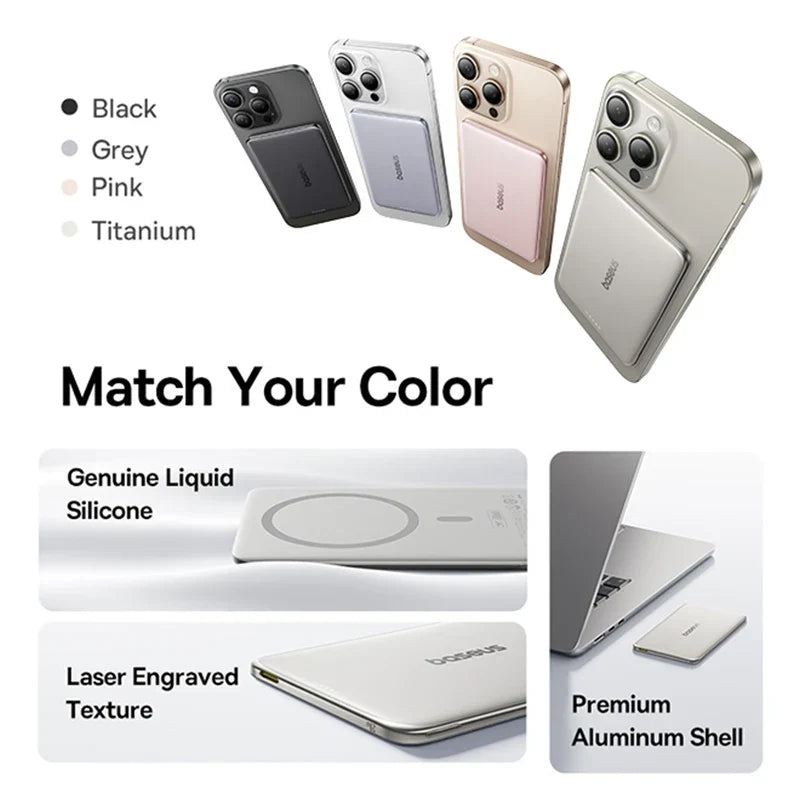 Ultra-Slim Magnetic Power Bank – Card-Sized 10000mAh PD 27W &amp; 5000mAh PD 20W Wireless Charging 2026