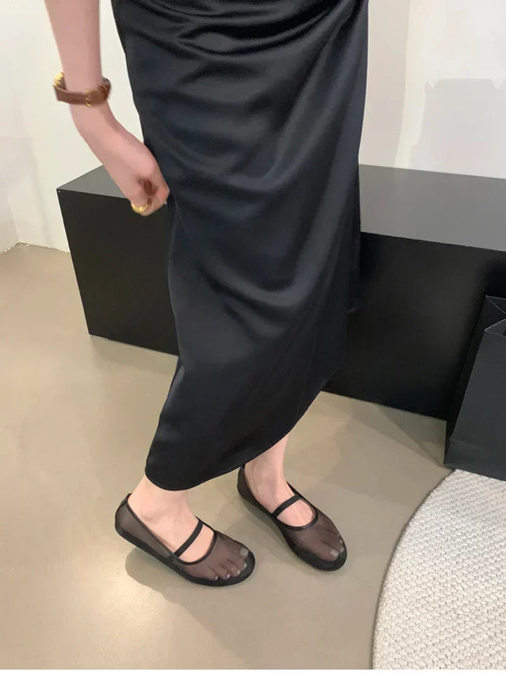 Lightweight Women’s Mary Jane Flats - Shallow Mesh, Casual