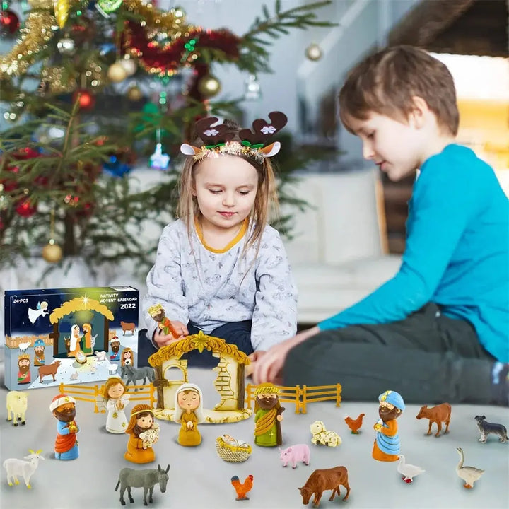 Nativity Advent Calendar 24 Pcs Miniature Nativity Figurines Set for Christmas Countdown 2025 Family Activity