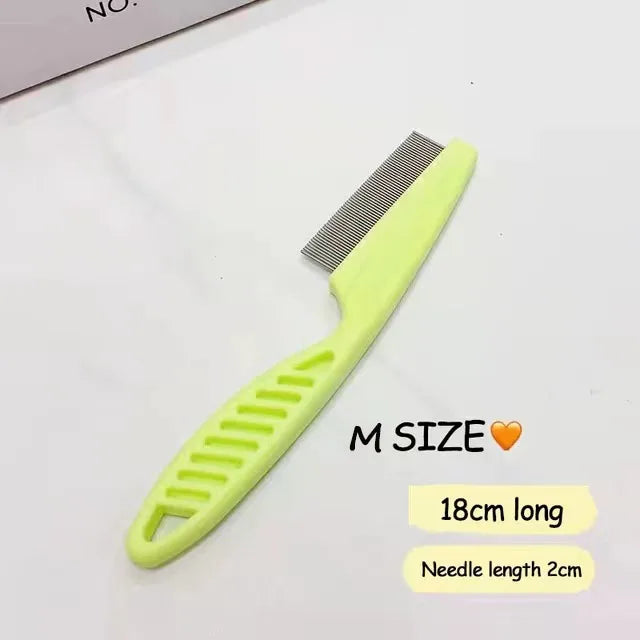 Stainless Steel Pet Grooming Comb - Flea &amp; Shedding Brush for Cats &amp; Dogs, Massage Tool