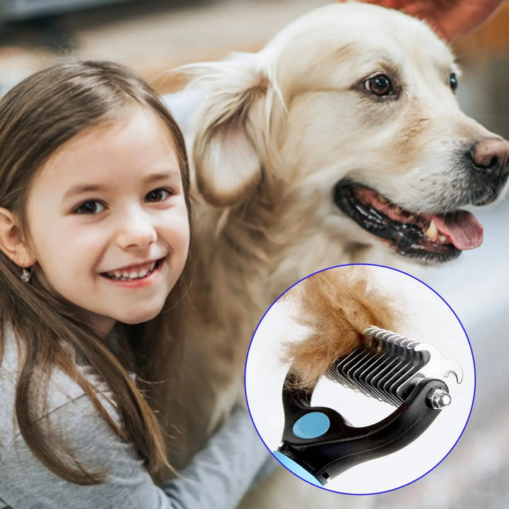 Pet Grooming Care Deshedding Brush for Dogs &amp; Cats - Fur Remover &amp; Knot Cutter Comb