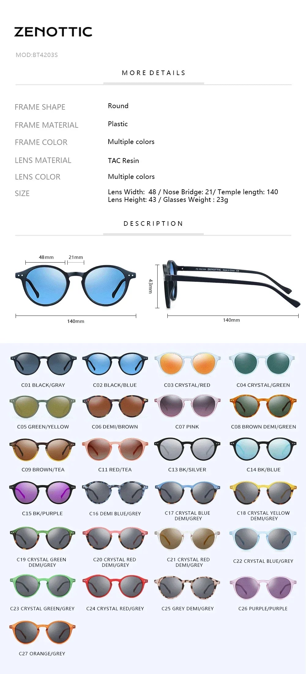 Polarized Sunglasses Round Retro Unisex Eyewear Summer 2026 Trend UV400 Protection