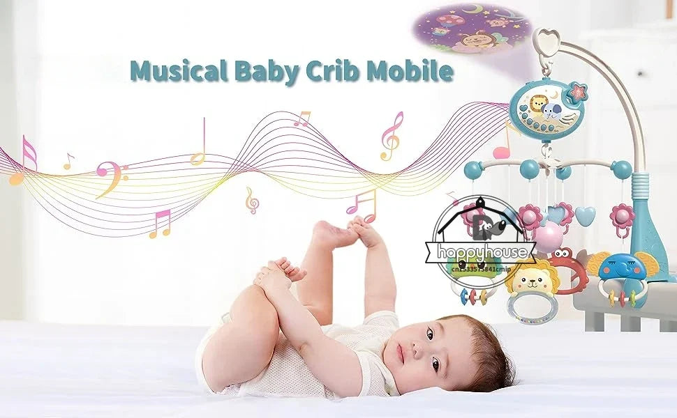 Crib Mobile Remote Music Light Newborn Sensory Toys