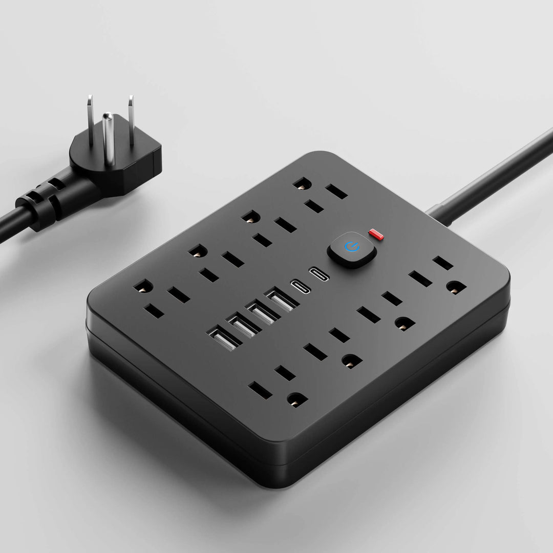 14-in-1 Power Outlet Surge Protector, 8 AC &amp; 4 USB, Extension Cord for Desktop Charging