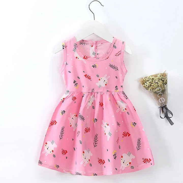 Soft girls’ dress - sleeveless a-line, assorted prints and patterns, cotton, for summer wear