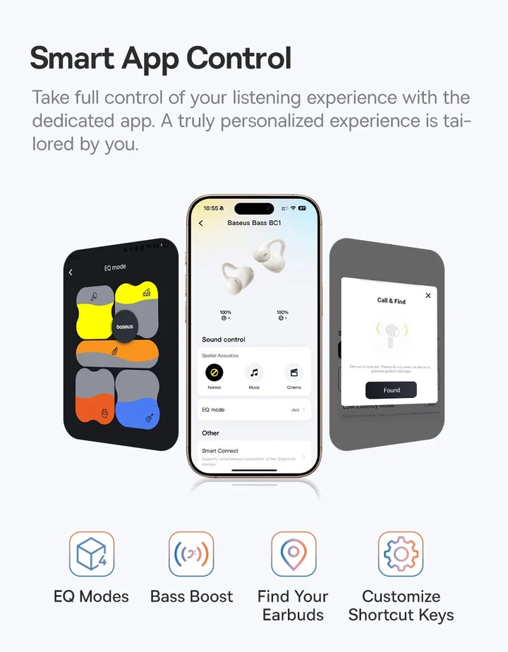 Baseus BC1 Open-Ear Clip Earbuds Bluetooth 6.0 – 4-Mic Noise Cancellation Super Bass IP55 Sports 2026