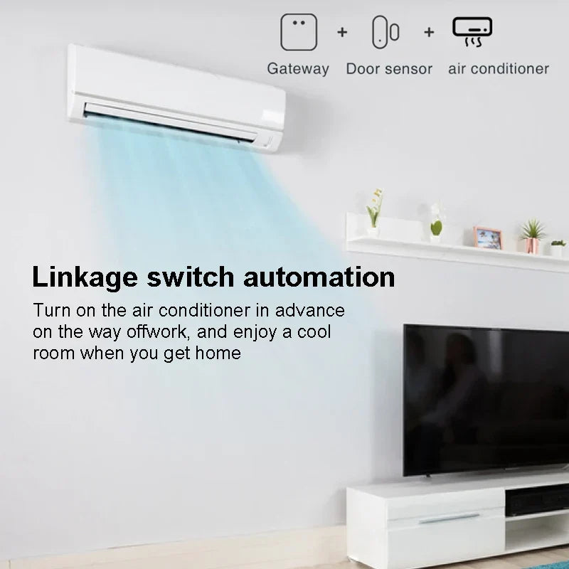 Tuya Smart Zigbee Door Sensor - Black Window Detector for Home Security System with Smart Life APP