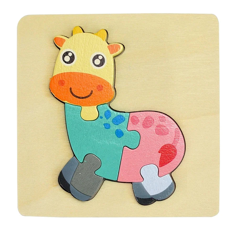 3D Wooden Animal and Vehicle Puzzle for Kids, Educational Montessori Toy for Cognitive Development and Fine Motor Skills