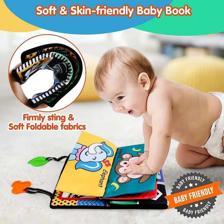 Black and White Tummy Time Mirror Toy for Infants, Sensory Development Crinkle Cloth, Best Newborn Tummy Time Toy, Montessori Inspired