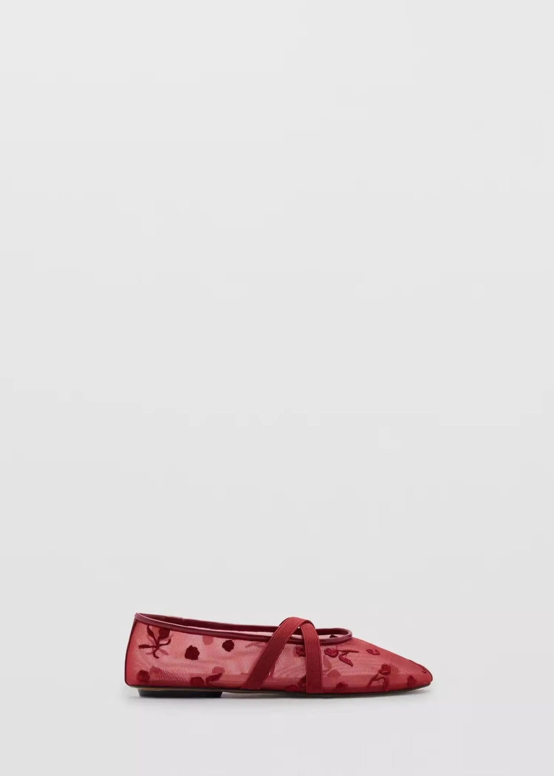 Lightweight Women Ballet Flats - Mary Jane, Embroidered Mesh