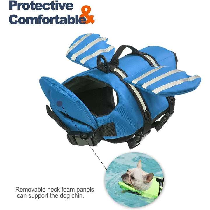 Dog Life Jacket with Chin Float &amp; Rescue Handle – Reflective Adjustable Oxford Swimming Vest All Sizes 2026