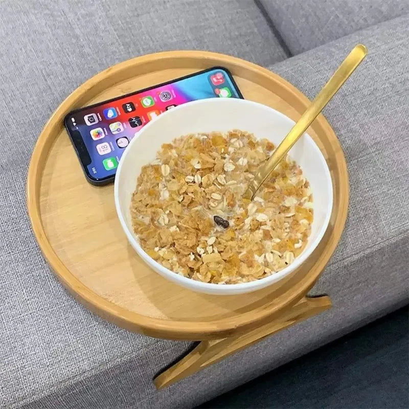 Bamboo Sofa Arm Tray Portable Couch Armrest Snack Holder