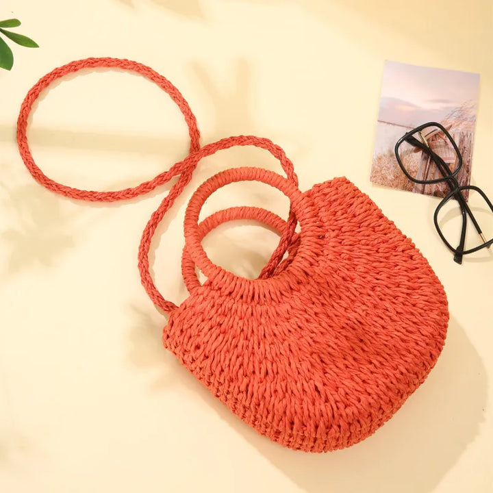 Straw Bag Natural Handwoven Half Moon Beach Tote Crossbody Bag Large Capacity Summer 2026 Vacation Accessory